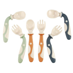 PandaEar bendable spoons set 6pack enables flexible feeding angles for easy self-feeding.