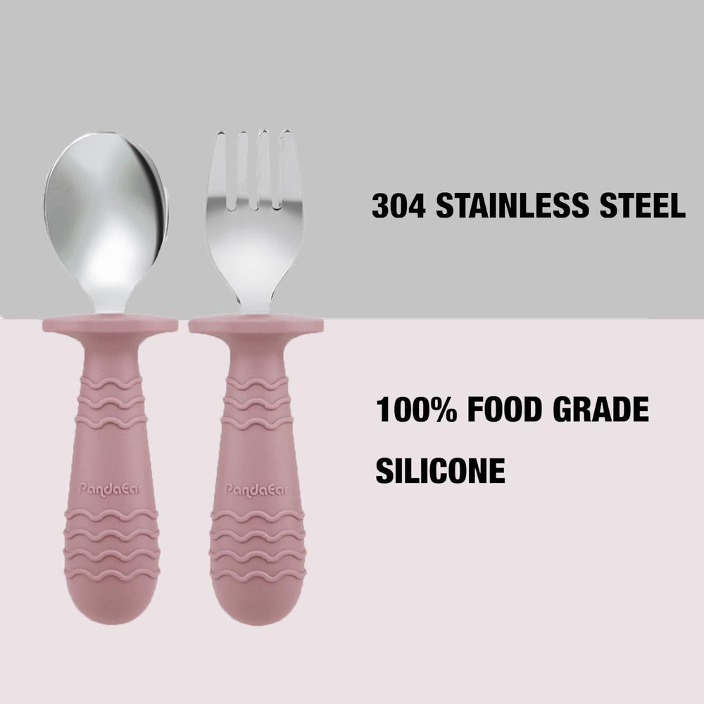 PandaEar BPA-free pink mealtime gear for safe use with tiny diners.