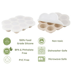 PandaEar BPA-free silicone storage is safe for freezing and reheating baby portions.