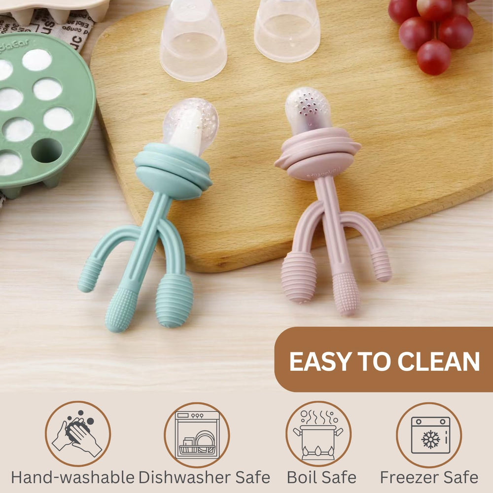 PandaEar cactus teething toy with three sizes silicone pouches for gentle teething relief
