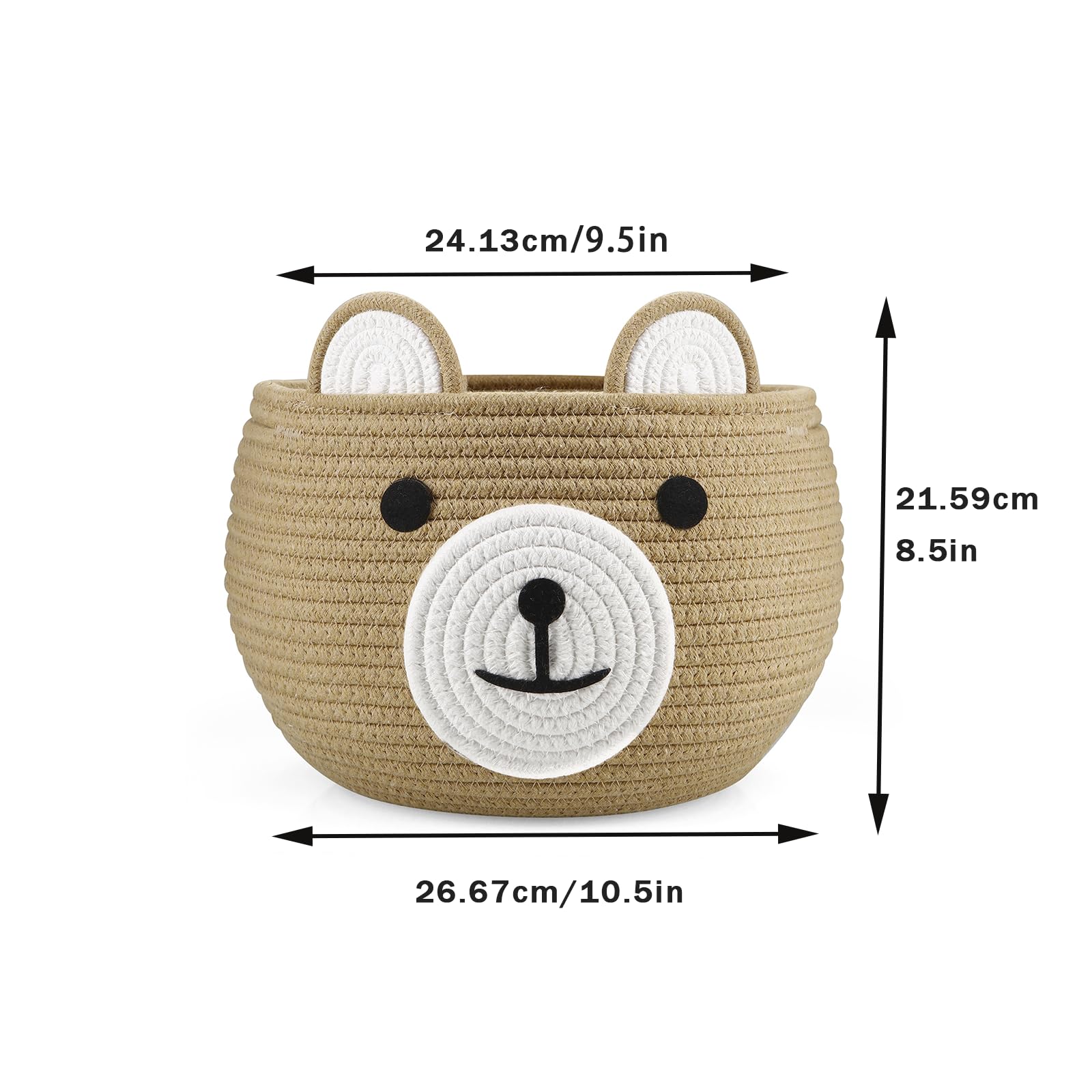 PandaEar compact 8-5x10-5 inch basket fits on desks, shelves, and changing tables.