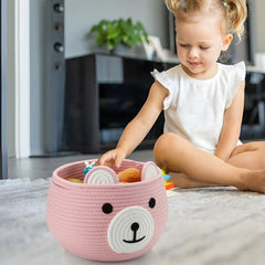 PandaEar cotton rope basket soft-texture pink enhances gentle nursery storage.
