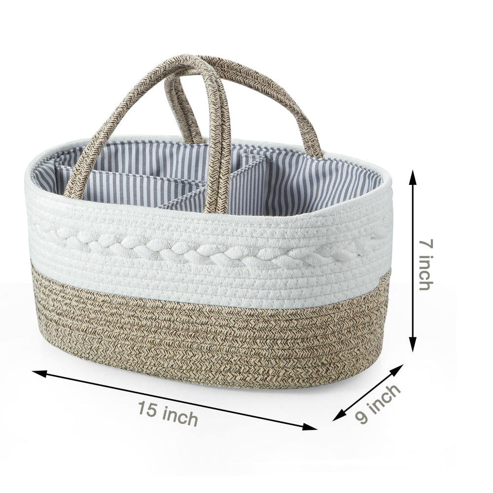 PandaEar diaper caddy on the changing table supports efficient organization during diaper changes