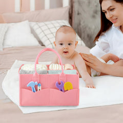 PandaEar diaper caddy divided compartments—organized storage for diapers, wipes, and creams.