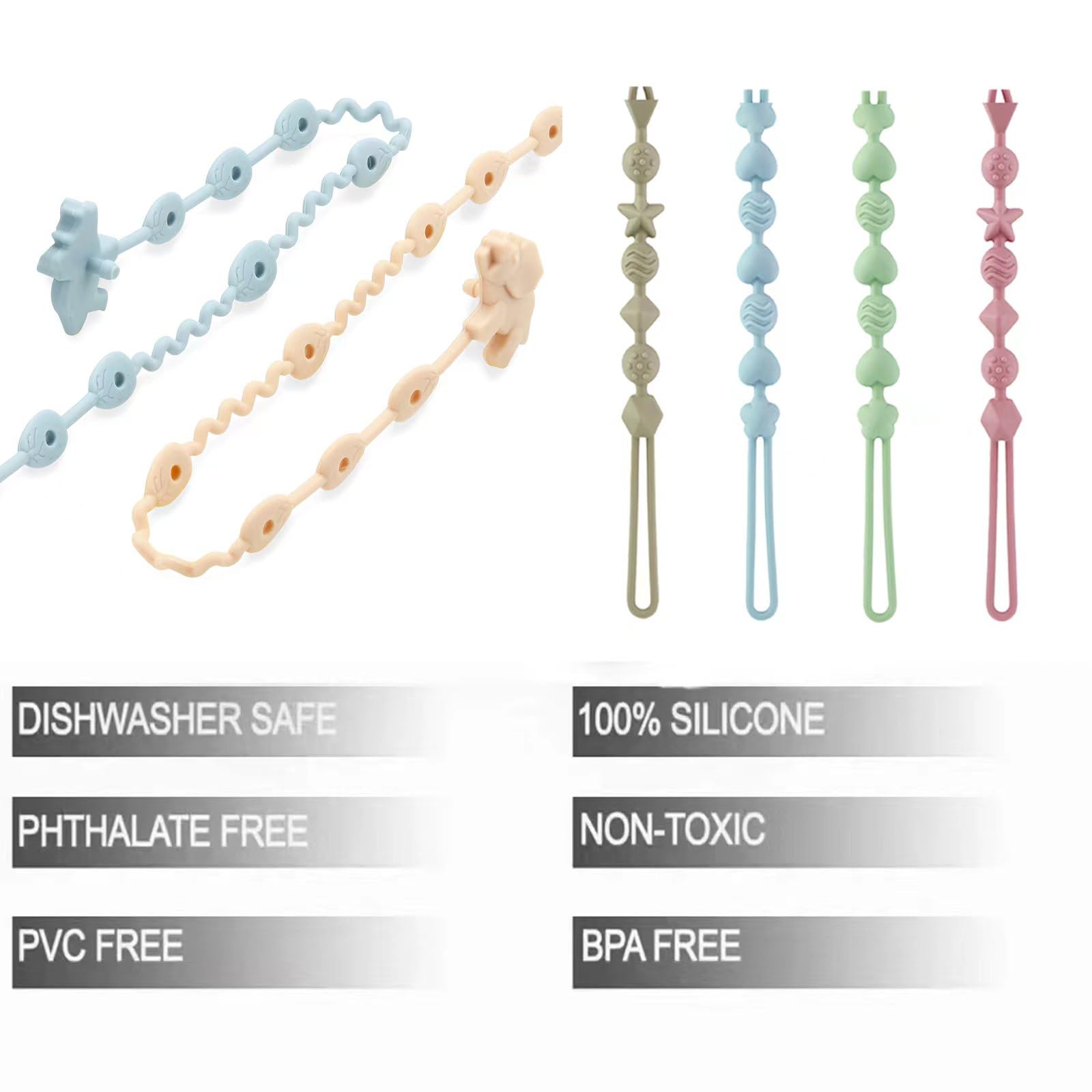 PandaEar dinosaur pacifier clips keep pacifiers within reach and clean.