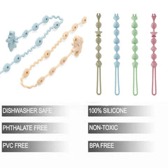 PandaEar dinosaur pacifier clips keep pacifiers within reach and clean.
