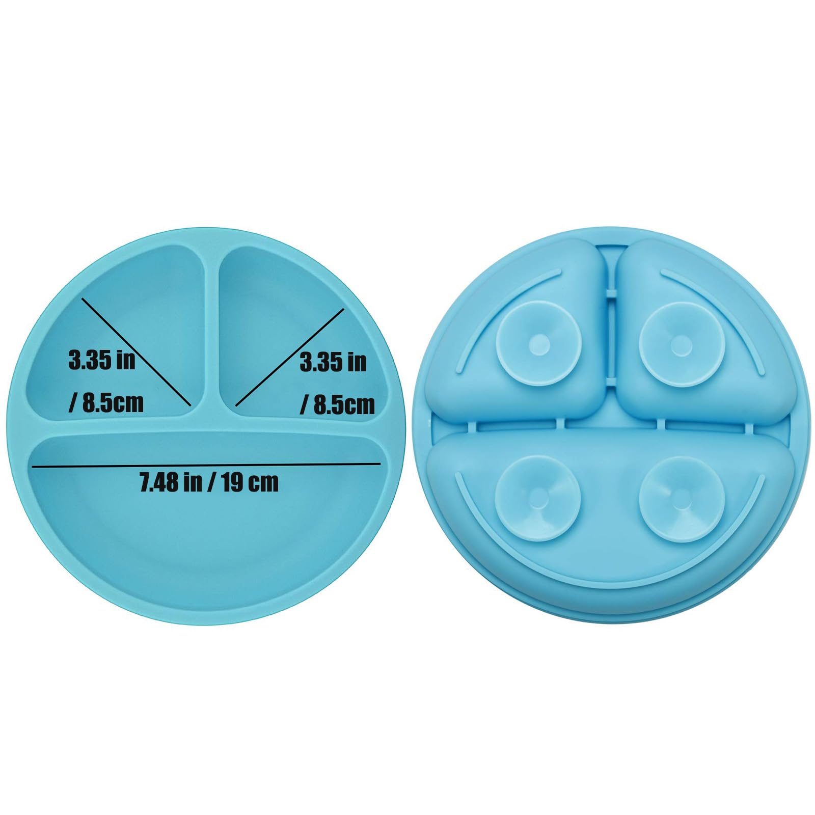 PandaEar divided plates with non-slip suction for stable, mess-free toddler meals