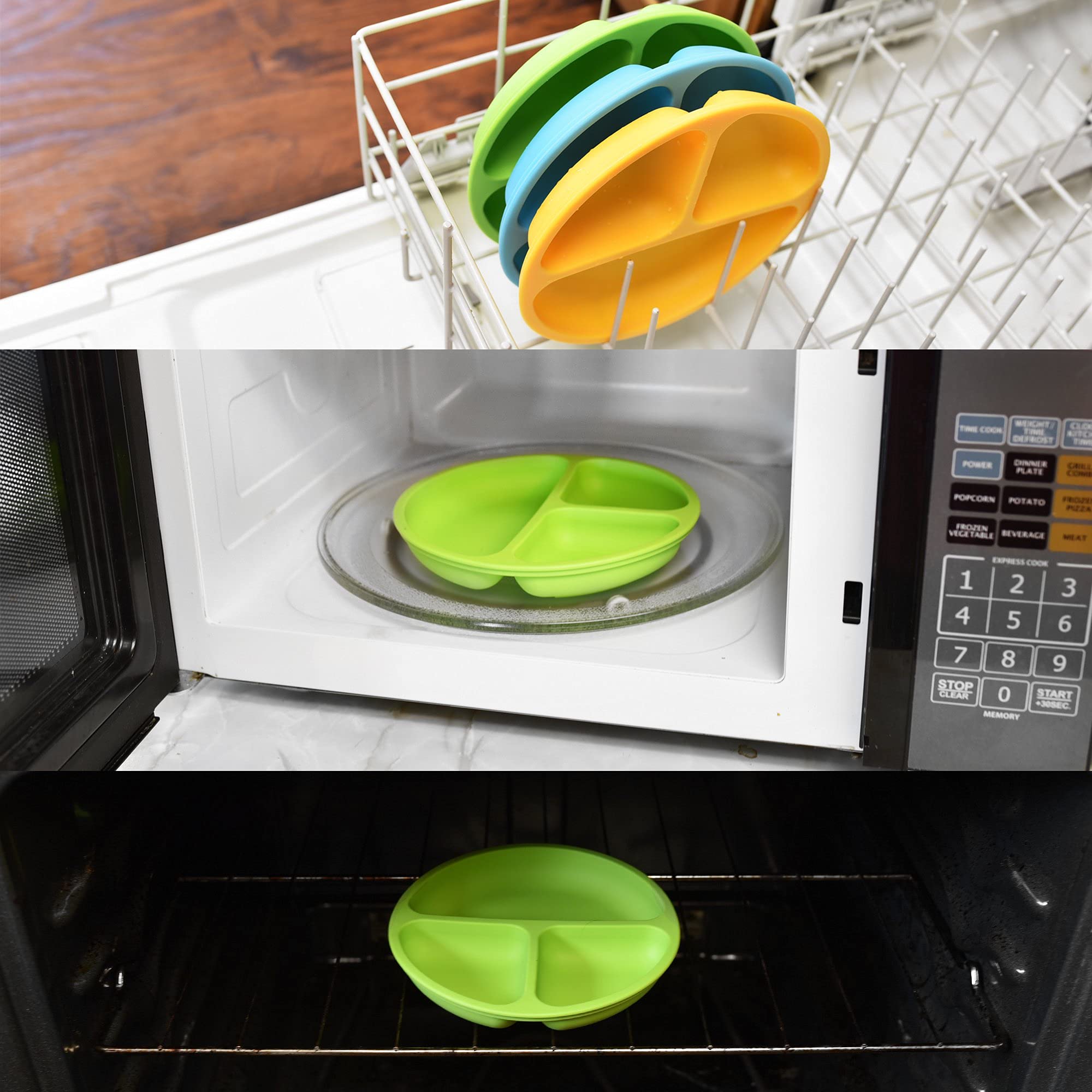 PandaEar unbreakable silicone plates resist drops for durable mealtimes