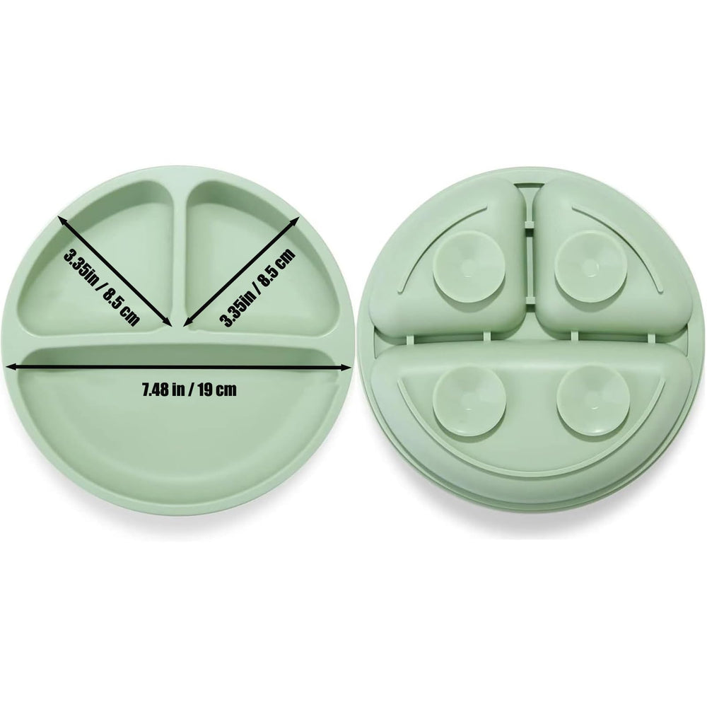 PandaEar divided suction plate green displays three sections and non-slip base.