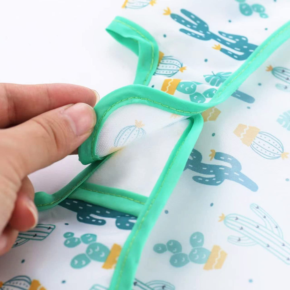 PandaEar easy-clean bib wipes clean or reverses inside-out for washing.