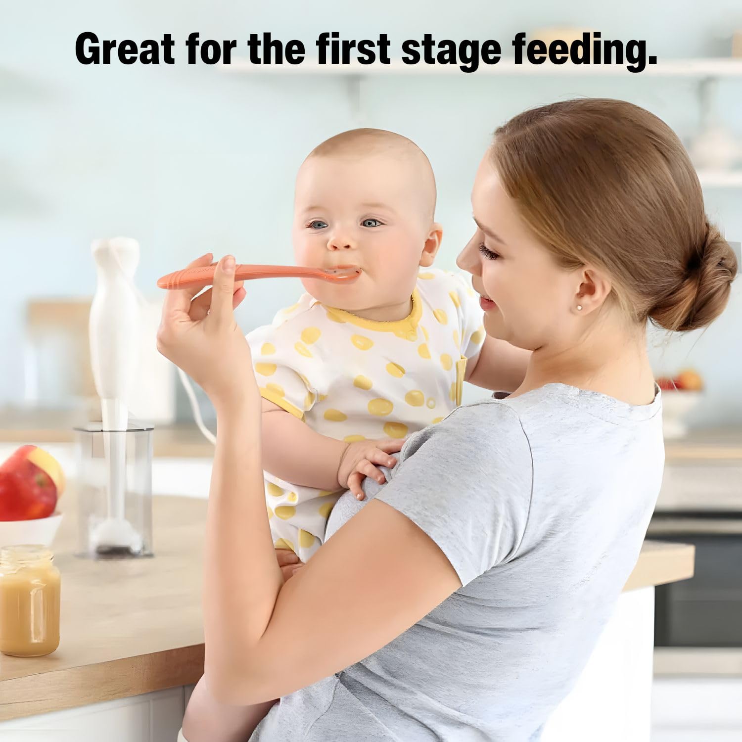 PandaEar easy-grip spoon for small hands during feeding.