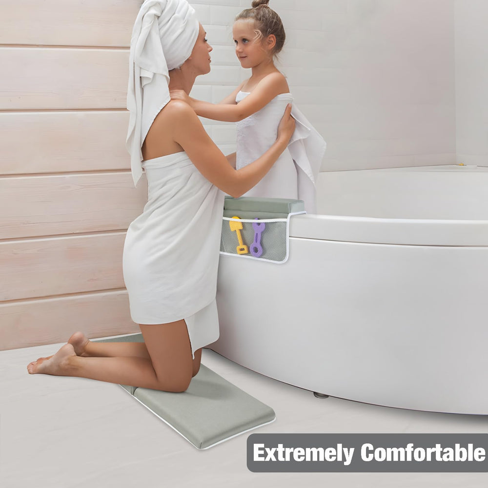 PandaEar elbow rest pad offers padded support for parent posture during baths.