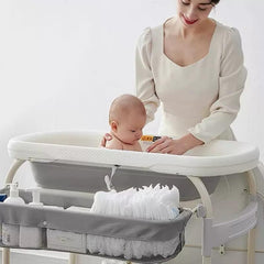 PandaEar ergonomic height adjustment reduces bending during diaper changes.