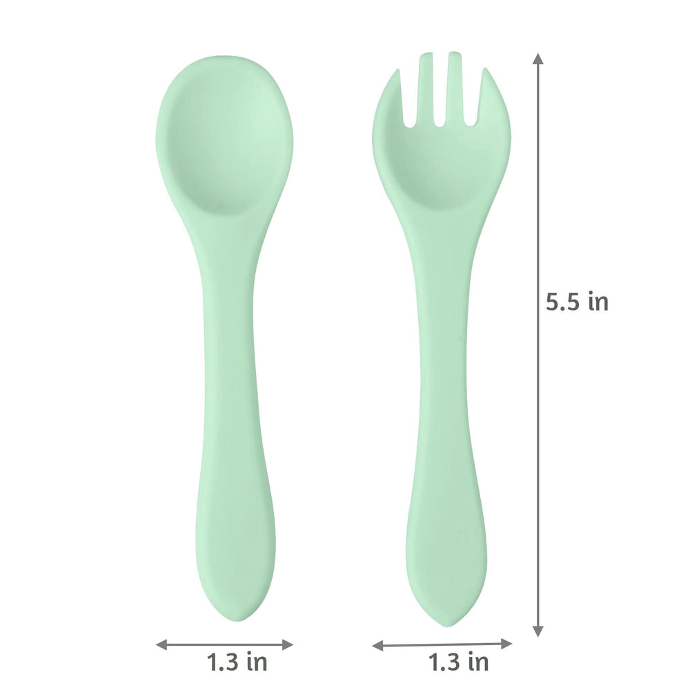 PandaEar first-stage spoons sized for 6-12 months and shallow bowls.