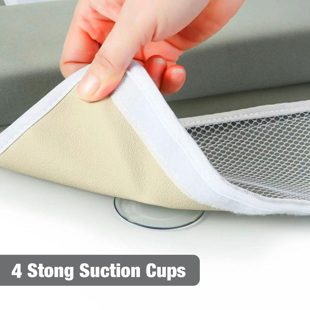 PandaEar foldable foam mat folds compactly for easy storage after bath time.