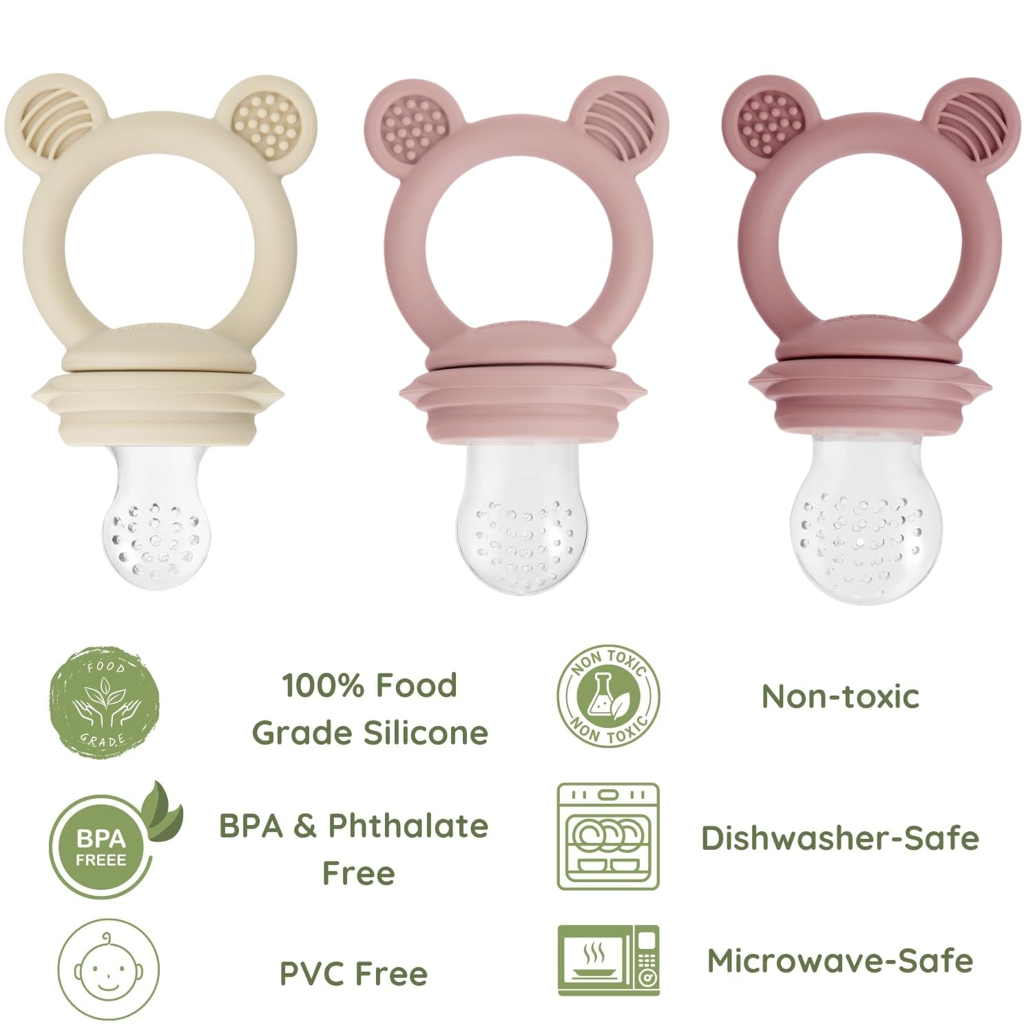 PandaEar feeder with three pouch sizes enables varied fruit, puree, or milk options