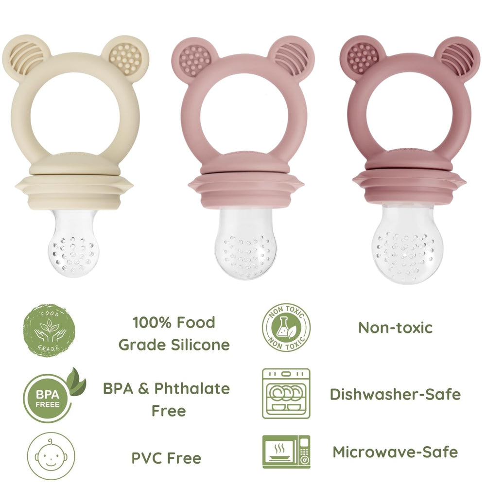 PandaEar feeder with three pouch sizes enables varied fruit, puree, or milk options