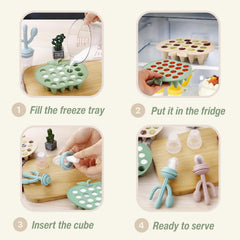 PandaEar fruit feeder pacifier shows silicone tip for teething relief