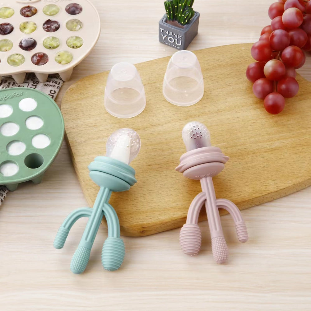 PandaEar green and tan packaging showcases eco-friendly, practical baby feeding accessories.