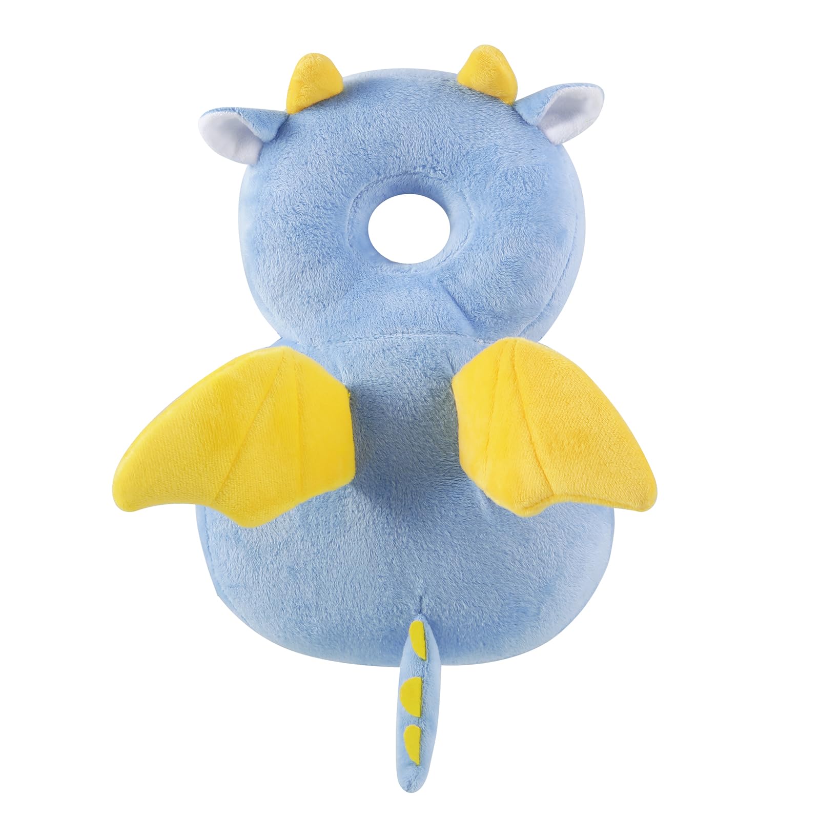 PandaEar head protector backpack blue front view with soft cushioning for crawling comfort.