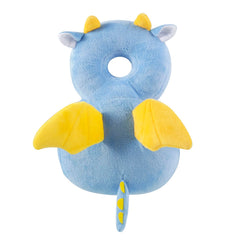 PandaEar head protector backpack blue front view with soft cushioning for crawling comfort.