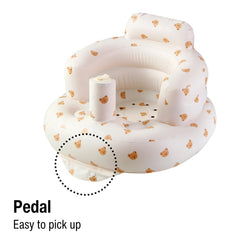 PandaEar inflatable baby seat ergonomic backrest close-up for comfort.