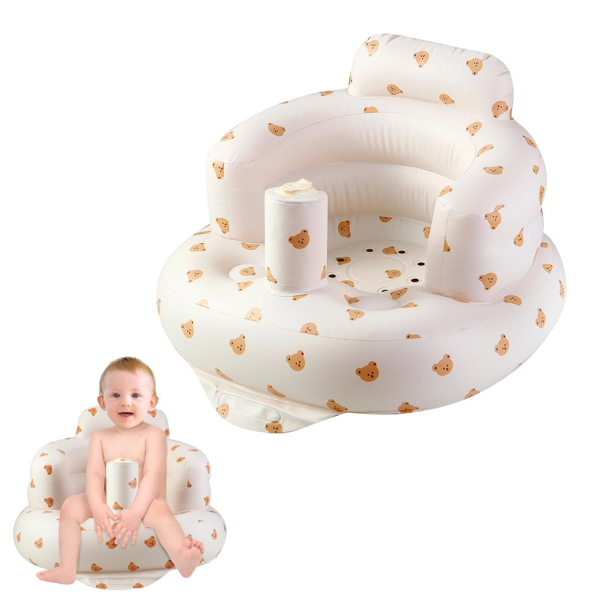 PandaEar inflatable baby seat folded for compact travel and storage.