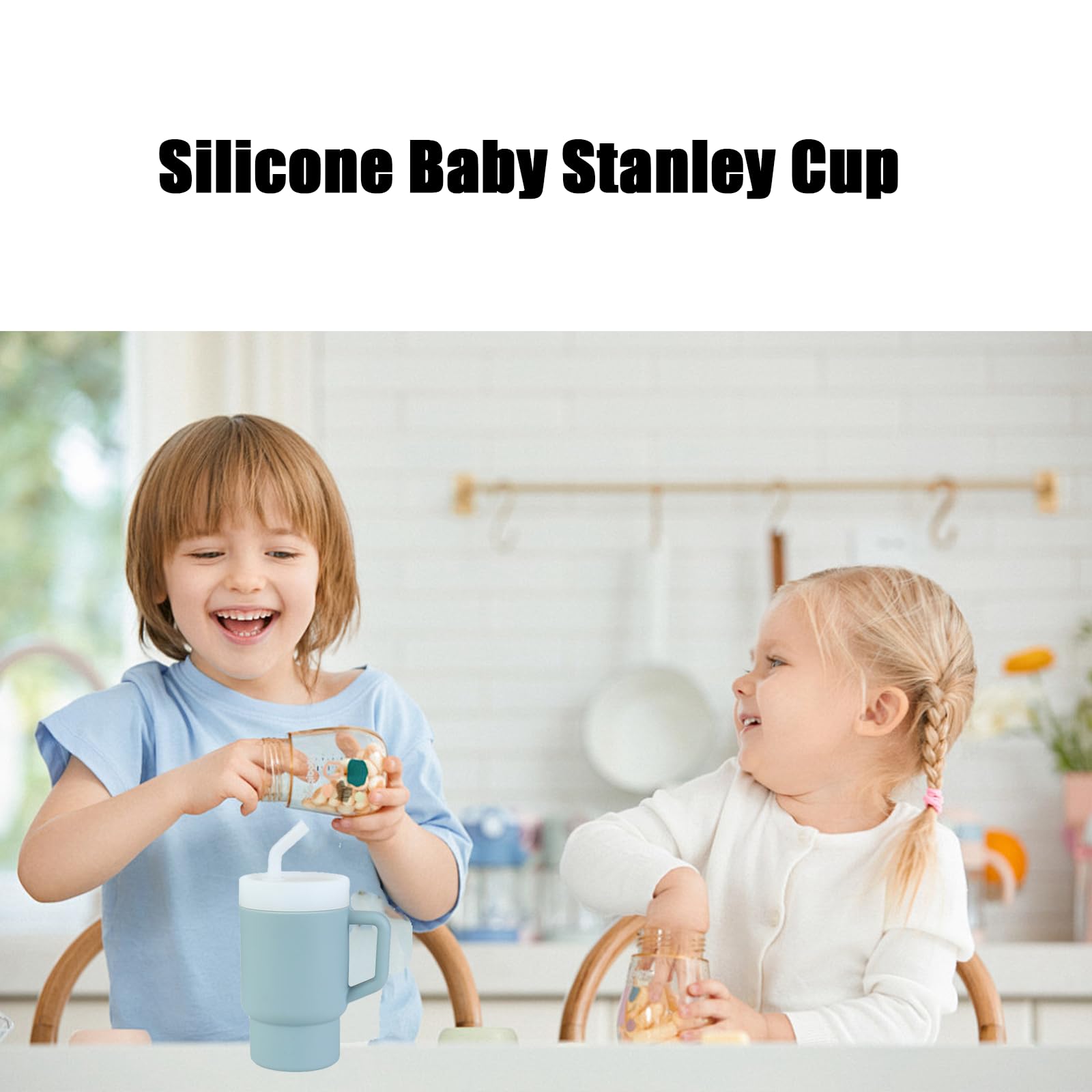 PandaEar Kids Tumbler with two straw options straight and bent for flexible sipping