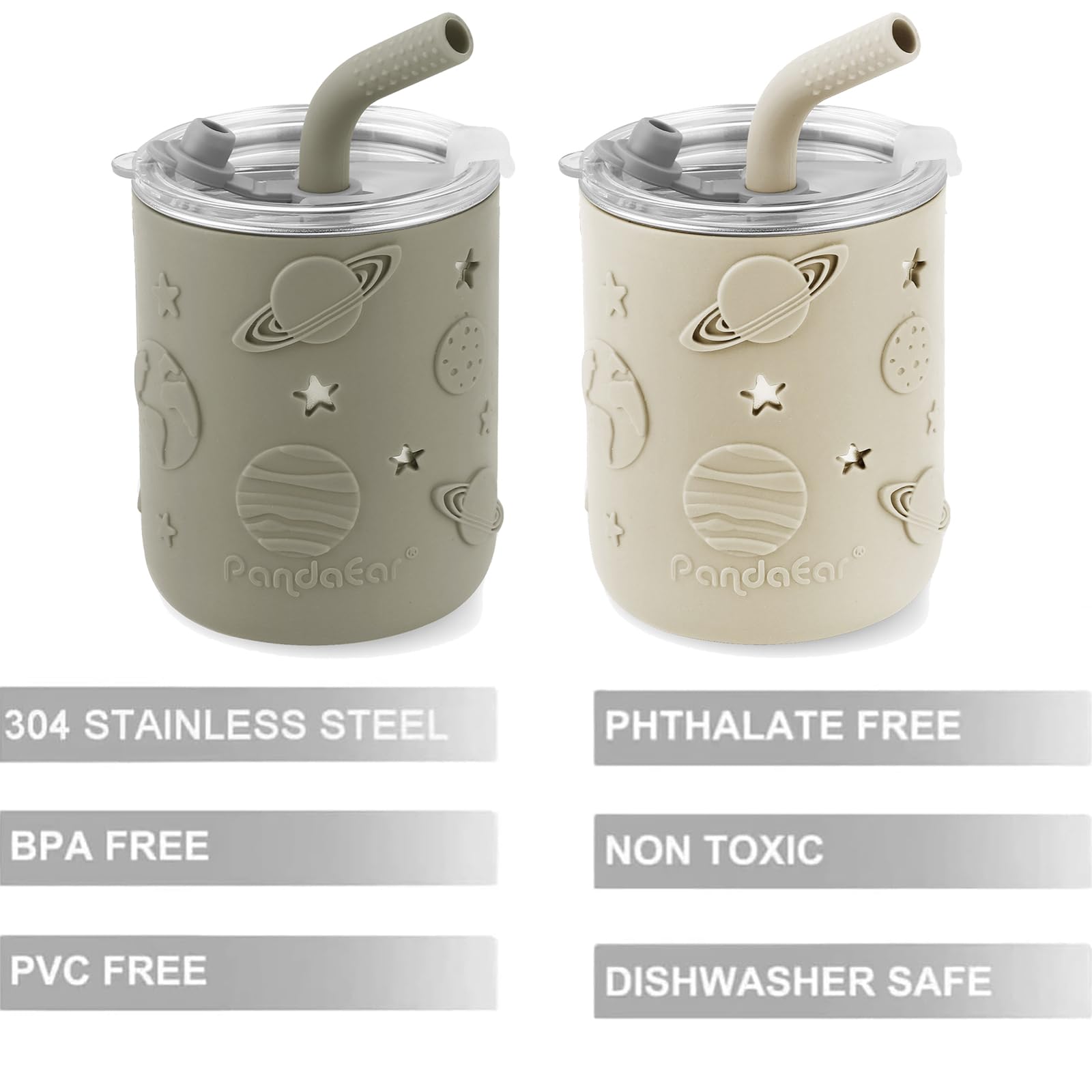 PandaEar leak-proof lid keeps drinks contained for mess-free meals and car rides.