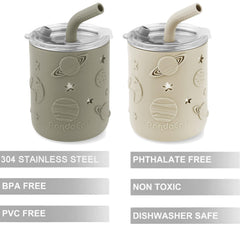 PandaEar leak-proof lid keeps drinks contained for mess-free meals and car rides.