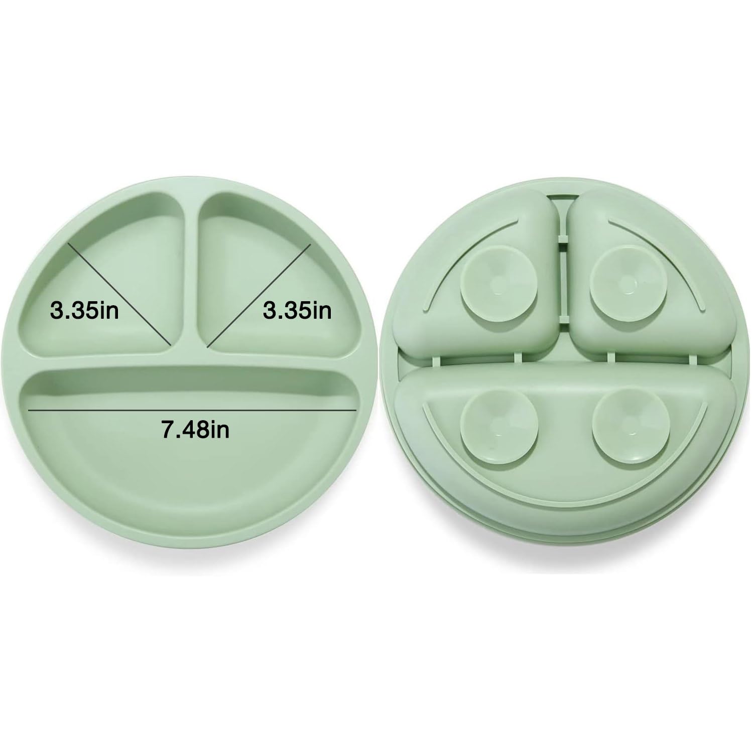 PandaEar non-slip suction base plate in action reduces plate skidding during meals