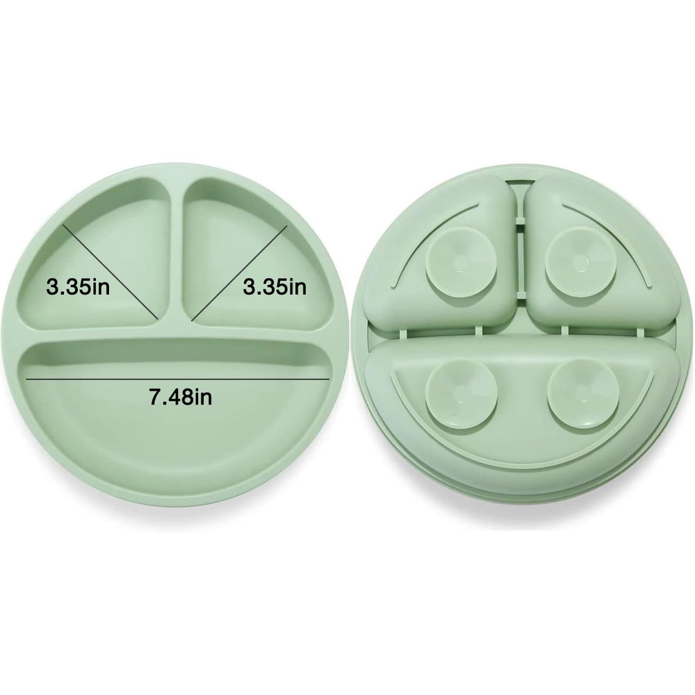 PandaEar non-slip suction base plate in action reduces plate skidding during meals