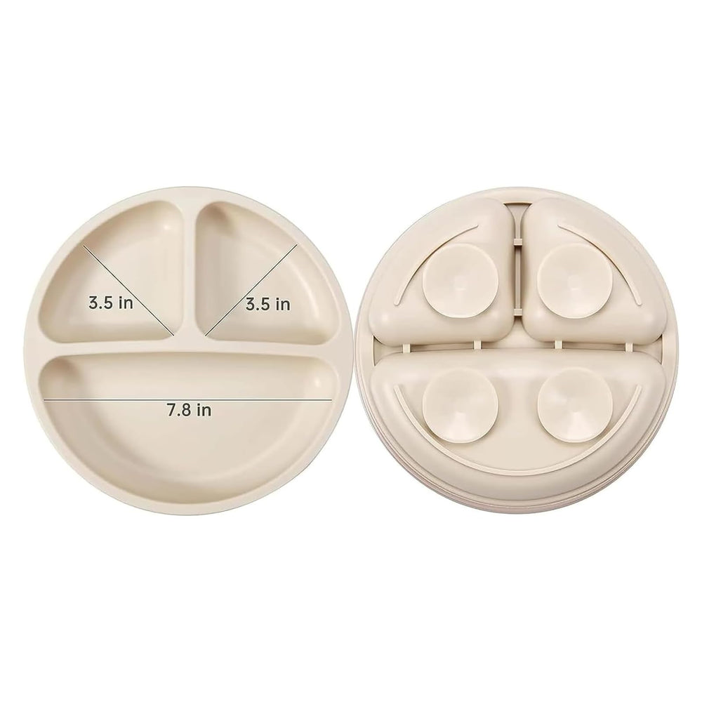 PandaEar non-slip suction plate in action prevents plate skids at mealtimes