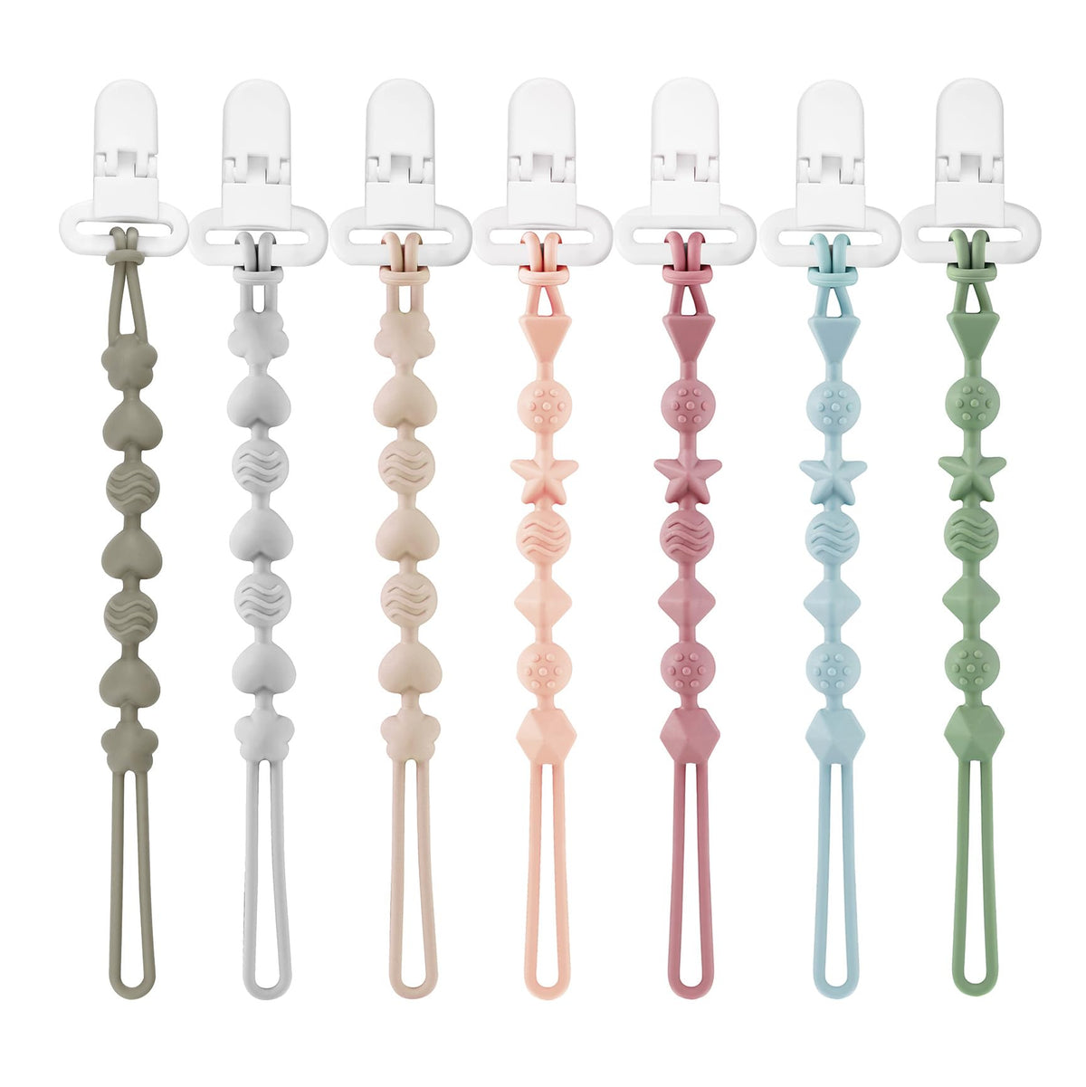 PandaEar one-piece pacifier clip keeps pacifier secure and clean during outings.