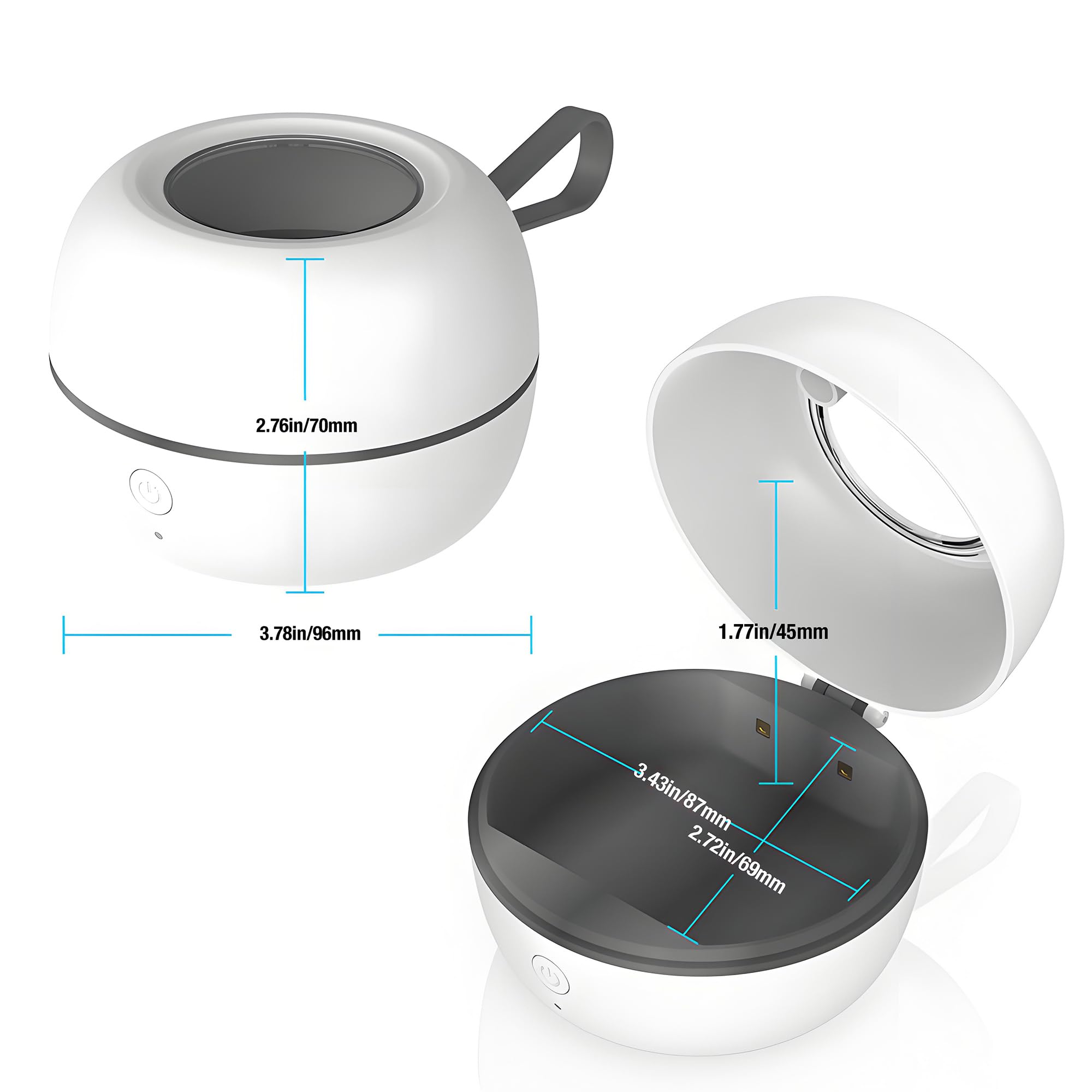 PandaEar pacifier sanitizer shown with transparent lid for monitoring.