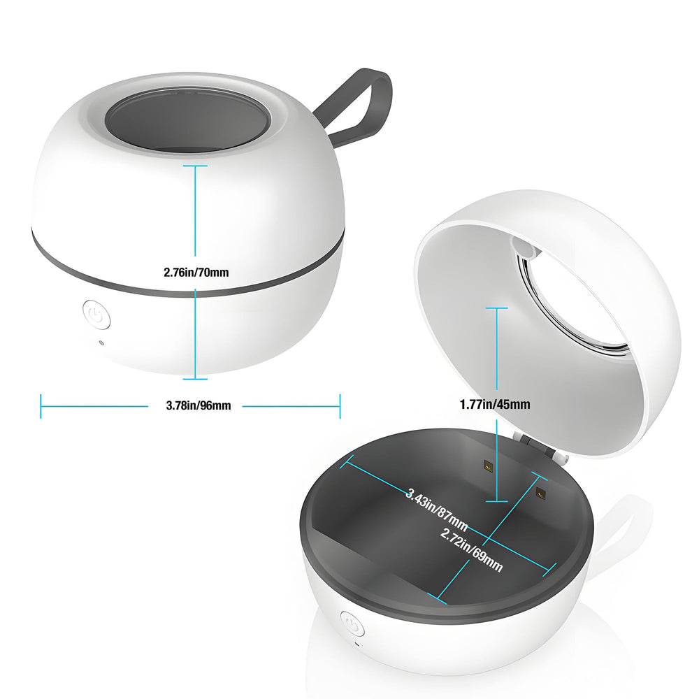 PandaEar pacifier sanitizer shown with transparent lid for monitoring.