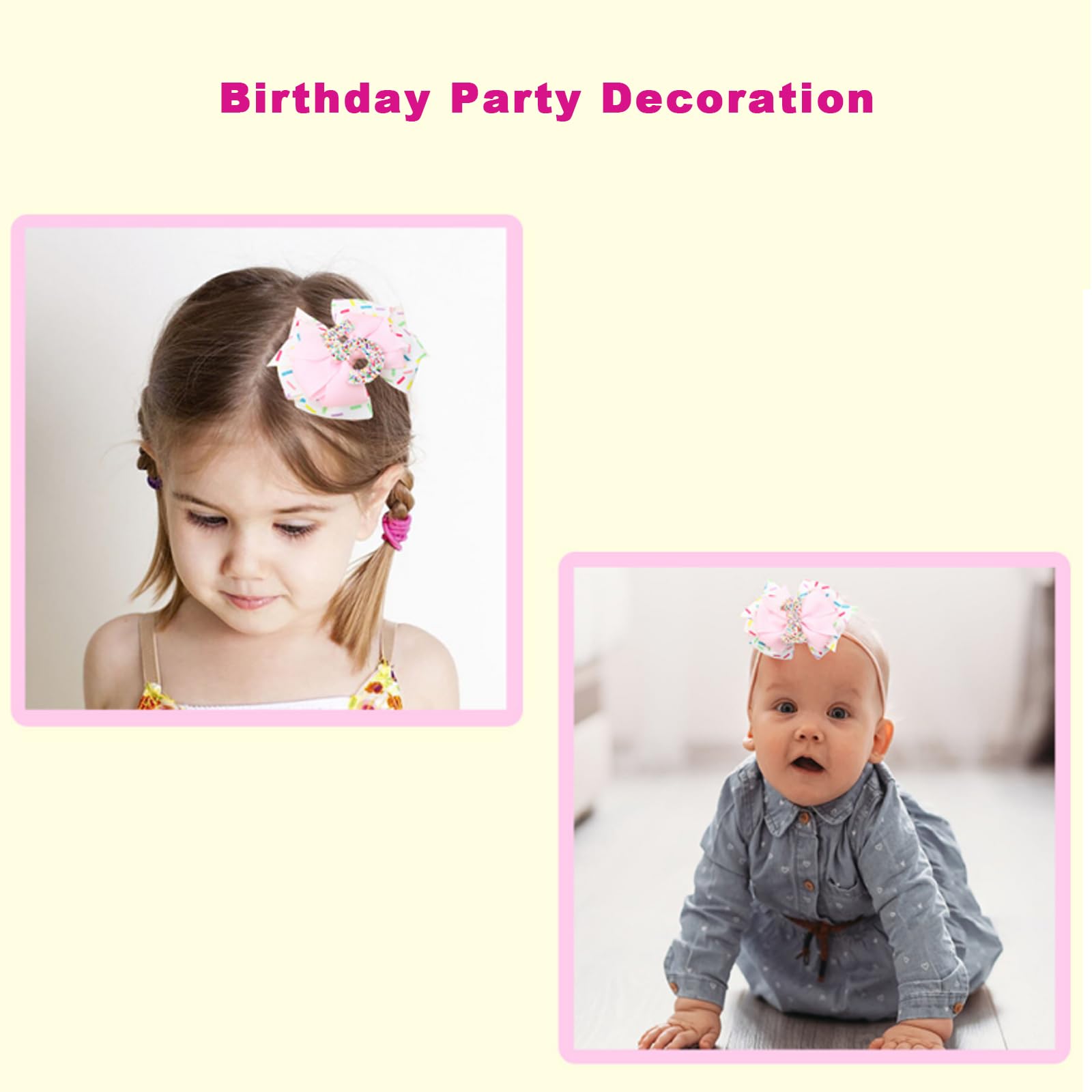 PandaEar pink bow worn on a baby girl's head for everyday outfits