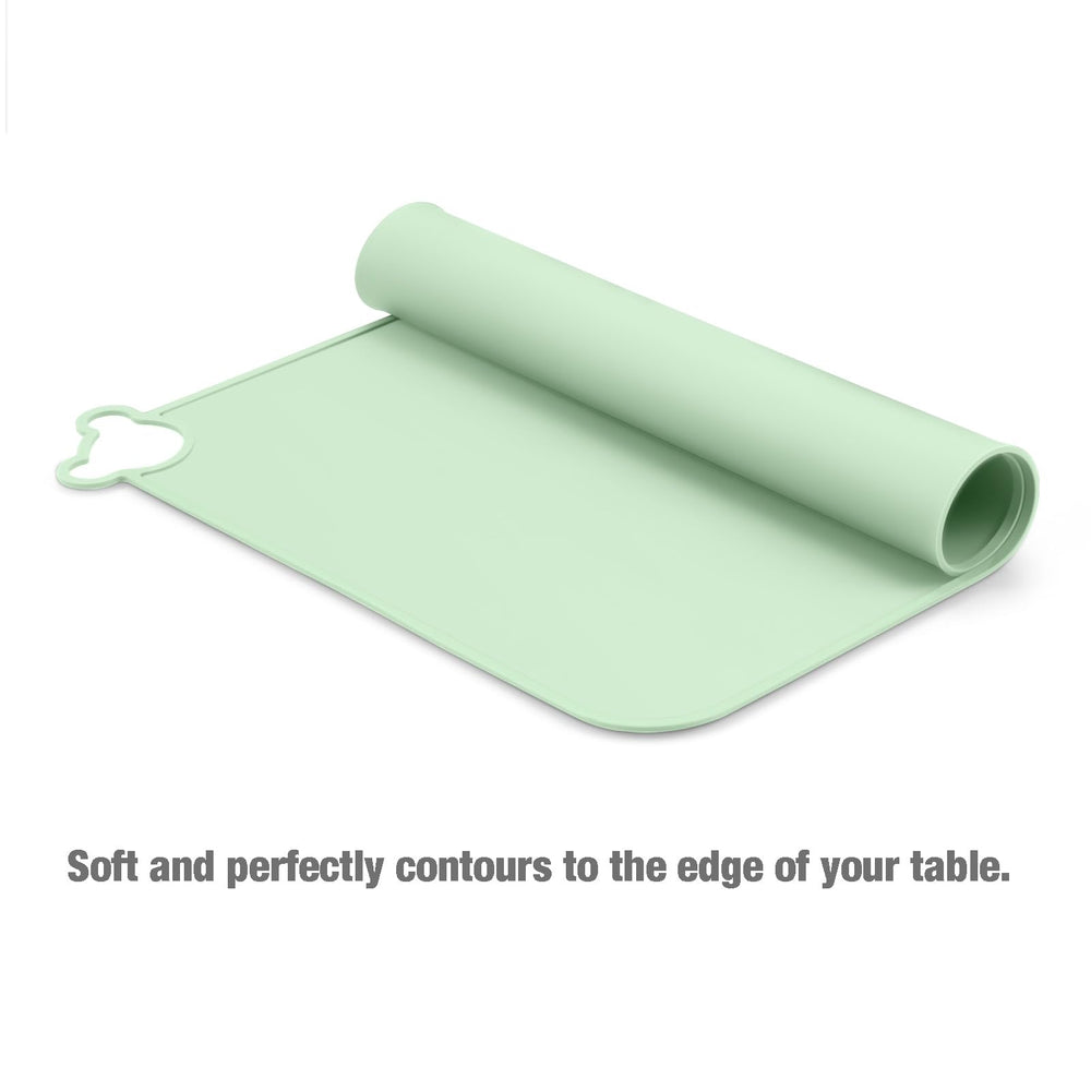 PandaEar placemat made from silicone material for durable, safe mess containment.