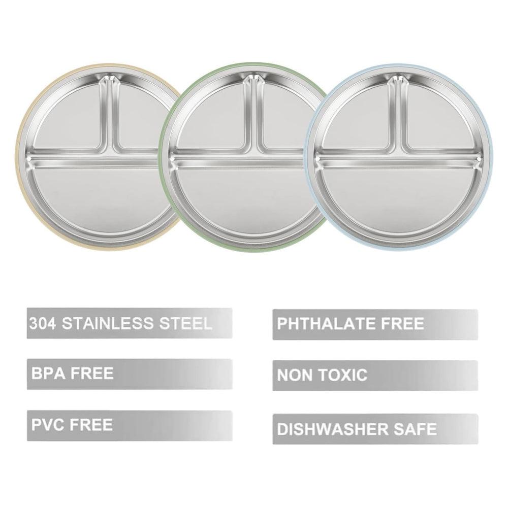 PandaEar plate secured on a highchair tray demonstrates non-slip stability.