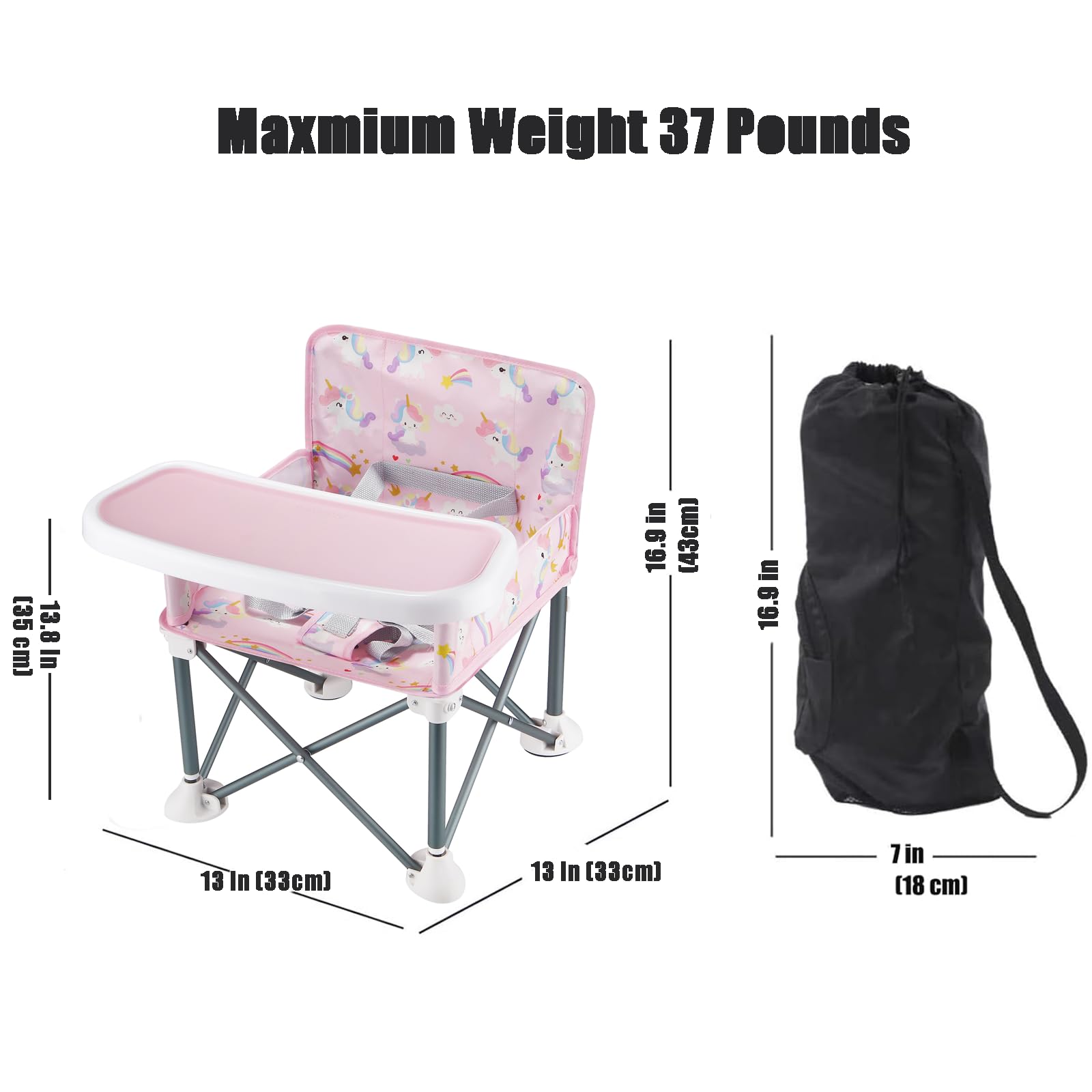 PandaEar booster seat with carry bag for convenient travel and storage.