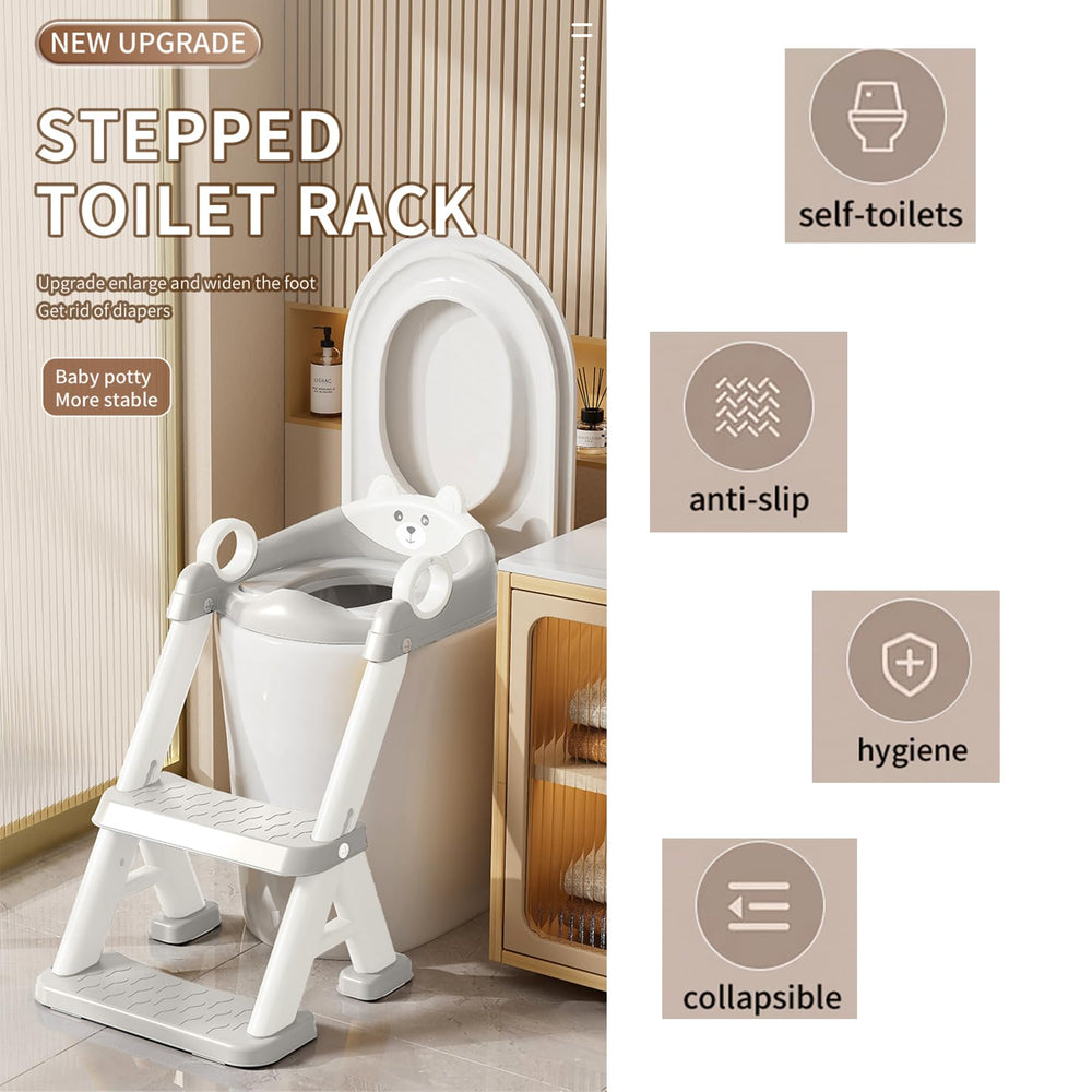 PandaEar potty seat fold-storage design keeps bathroom neat and clutter-free.