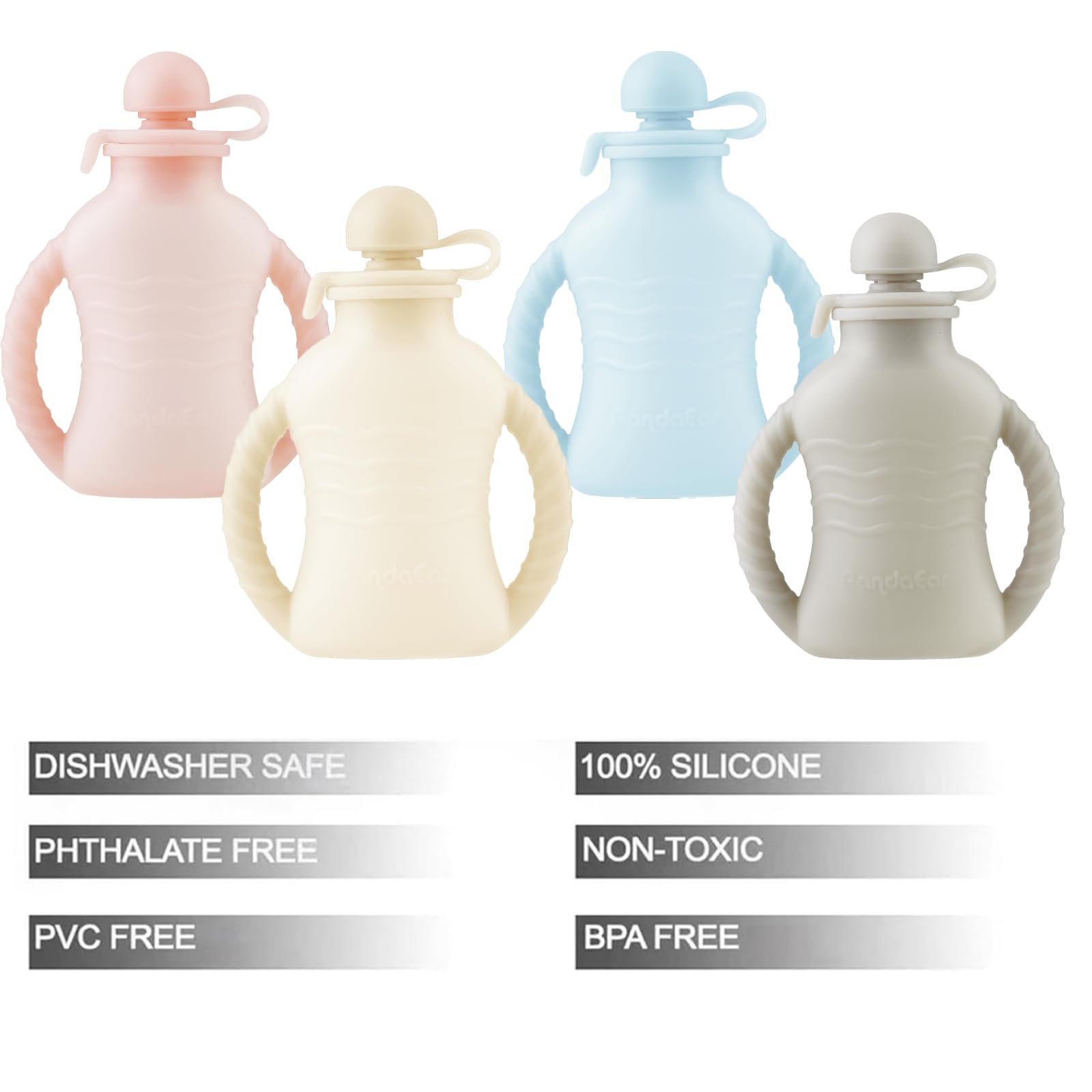 PandaEar pouch-cap seal demo illustrates spill-proof design.