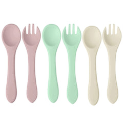 PandaEar silicone baby spoon set 6-pack with soft-tip spoons for gentle feeding.