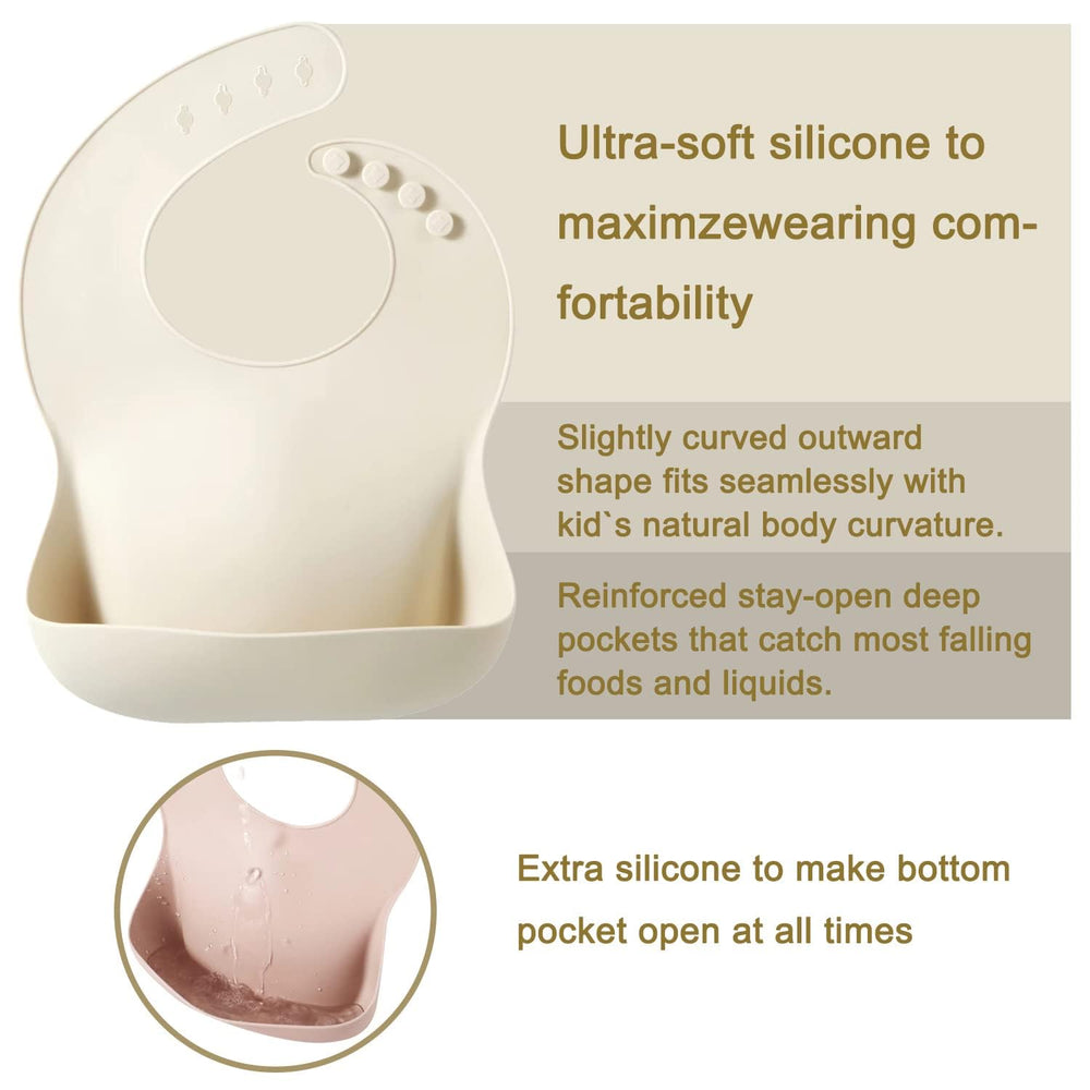 PandaEar silicone bib pocket deep for spills and quick cleanup
