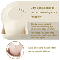 PandaEar silicone bib pocket deep for spills and quick cleanup