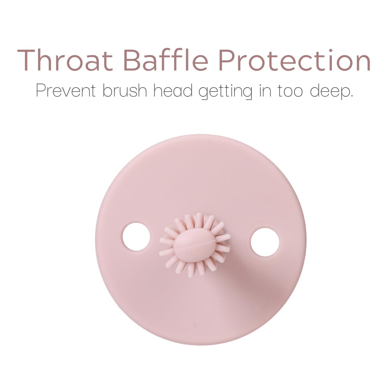 PandaEar silicone brush-teether combo resting beside a bottle.