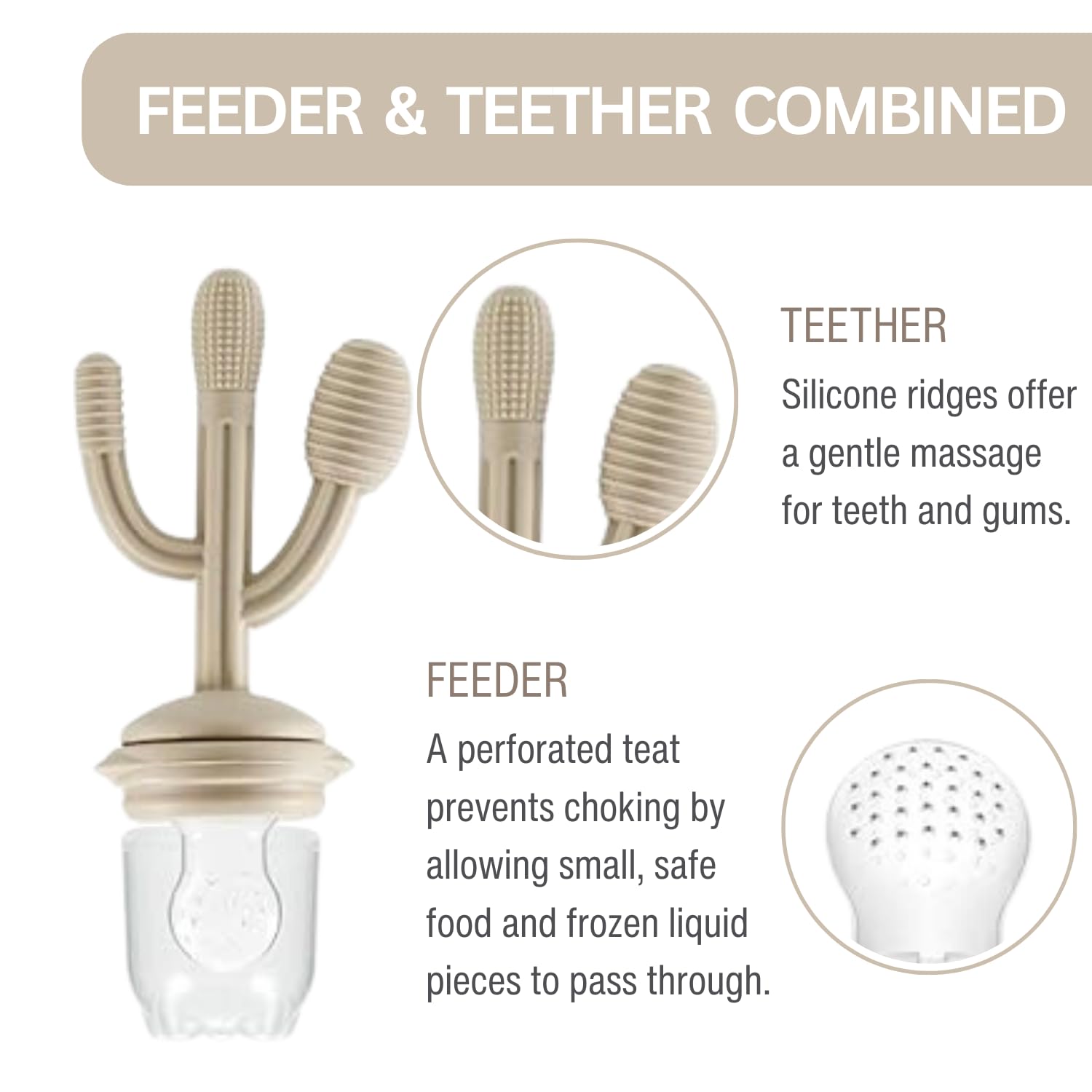 PandaEar silicone feeder tray cactus teether for gum soothing