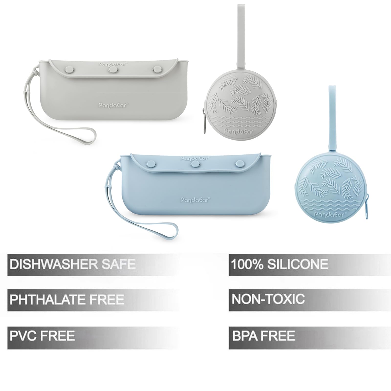 PandaEar silicone pacifier pouch 2pack keeps items sanitary while traveling.