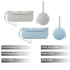PandaEar silicone pacifier pouch 2pack keeps items sanitary while traveling.