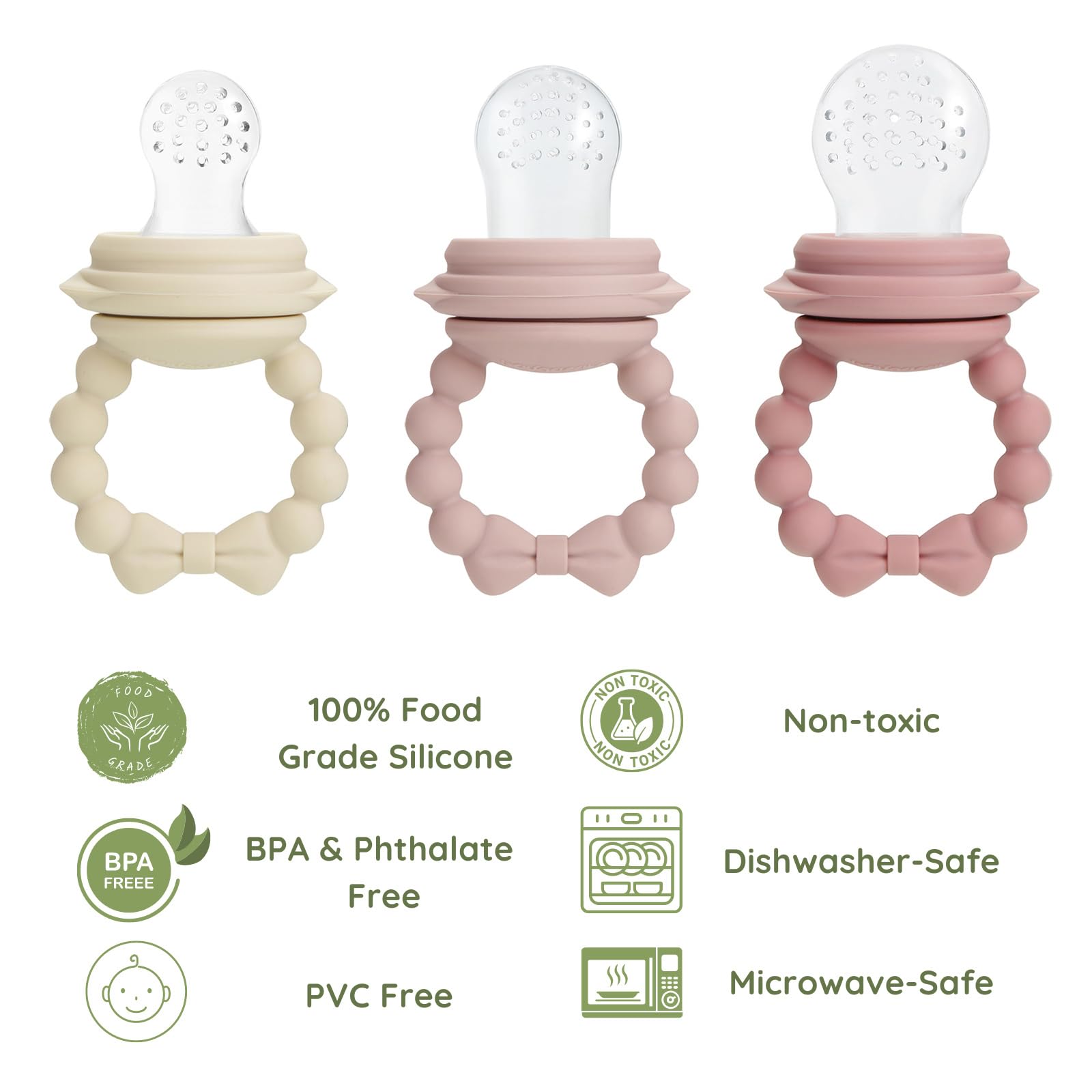 PandaEar silicone pouch sizes demonstrating age-appropriate feeding progress.